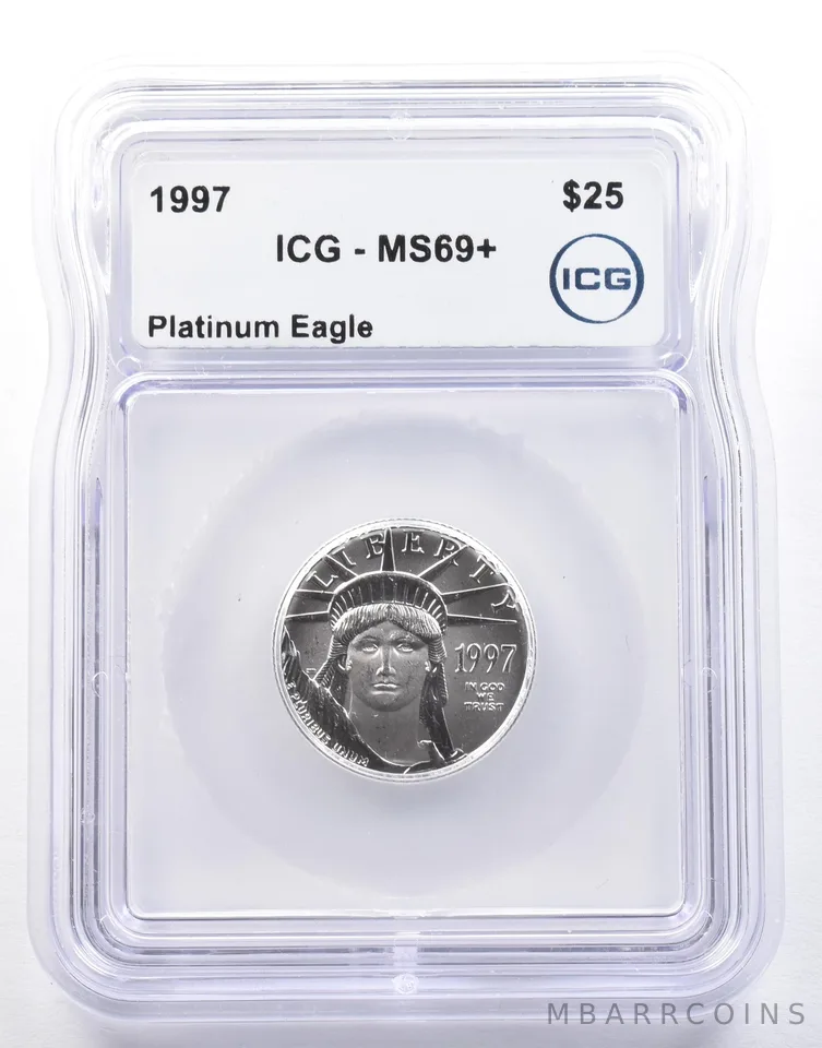 1997 $25 American Platinum Eagle 1/4 Oz Platinum MS69+ ICG