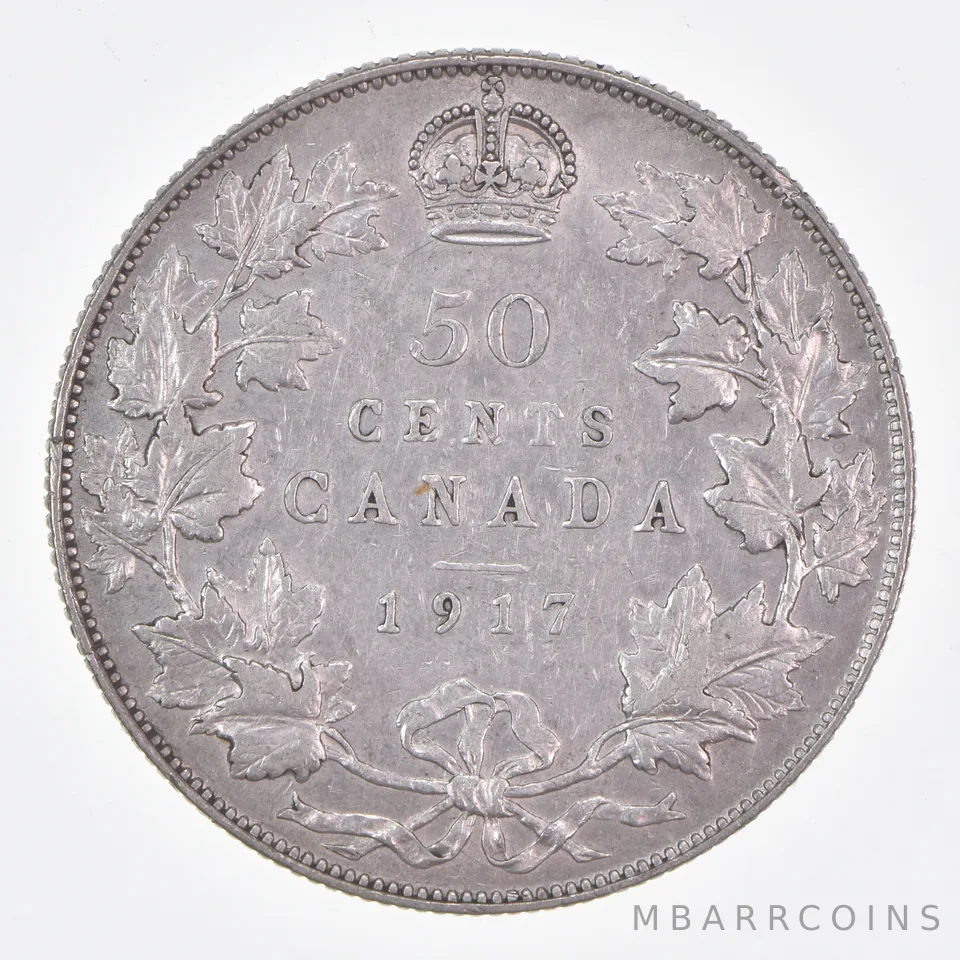 Better Date - 1917 Canada 50 Cents World Coin- Silver *425