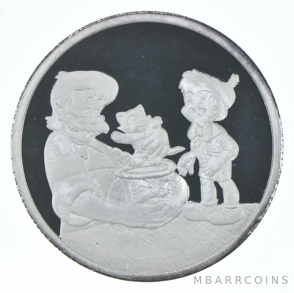 1 Troy Ounce Silver Art Round Disney's Pinocchio Dreams Come True