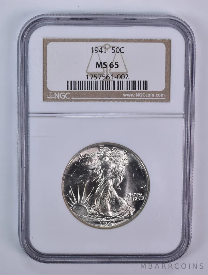 1941 Walking Liberty Half Dollar MS65 NGC Brown Label