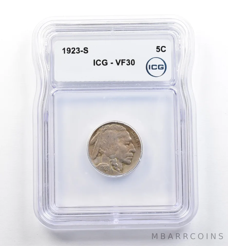 1923-S Indian Head Buffalo Nickel VF30 ICG *9977