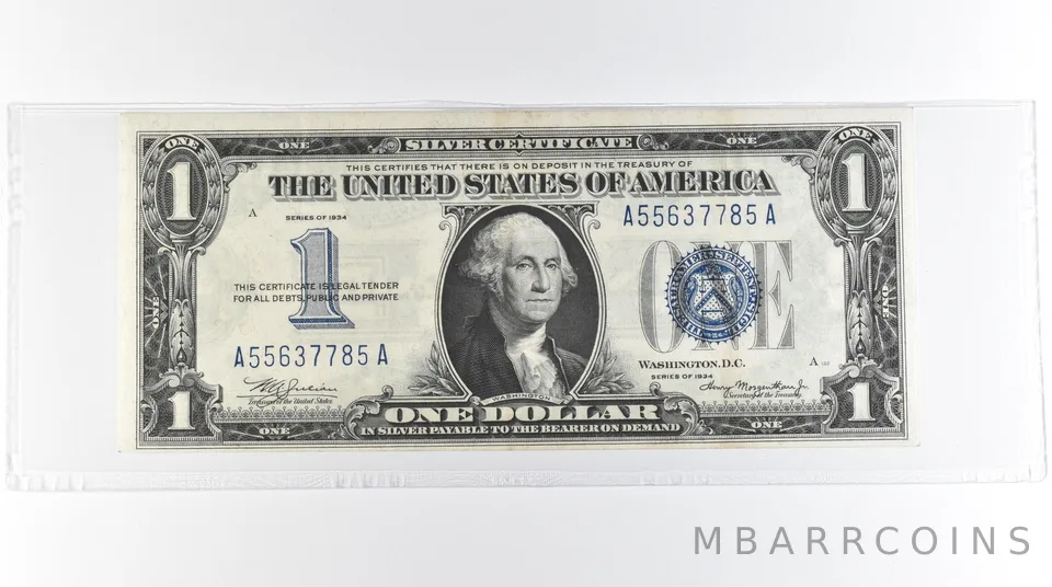 1934 $1 Silver Certificate Blue Seal a7070