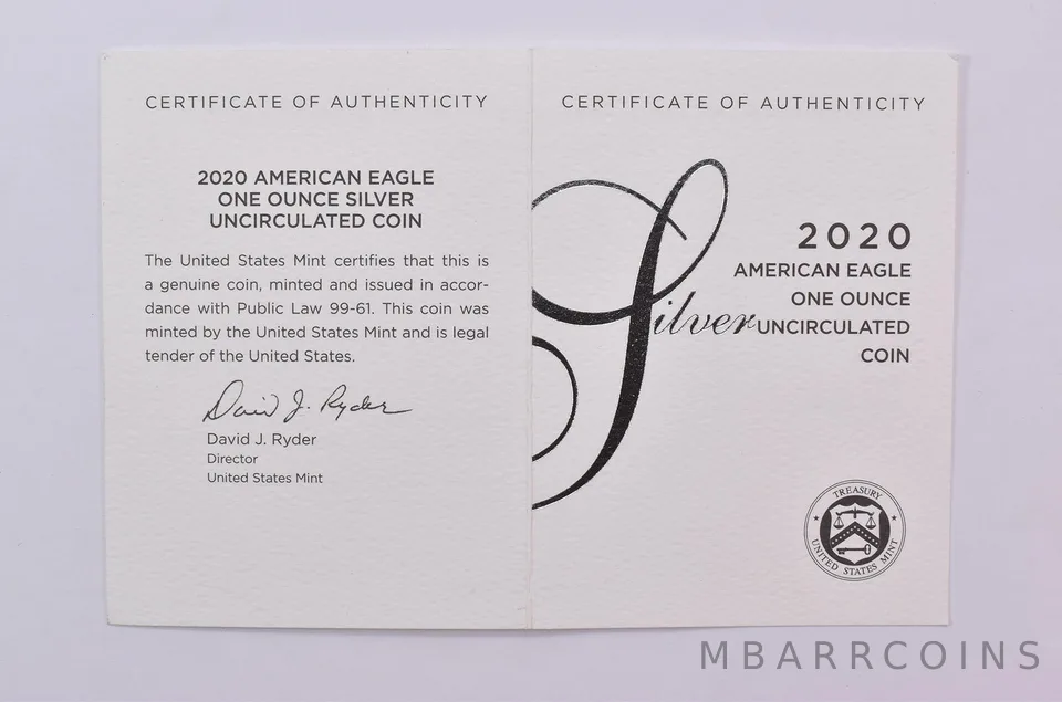 COA 2020-W Burnished Silver Eagle