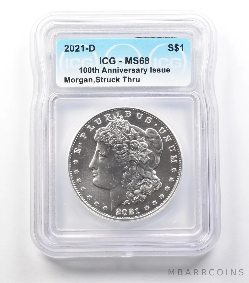 ERROR 2021-D Morgan Silver Dollar Struck Thru MS68 ICG a3654