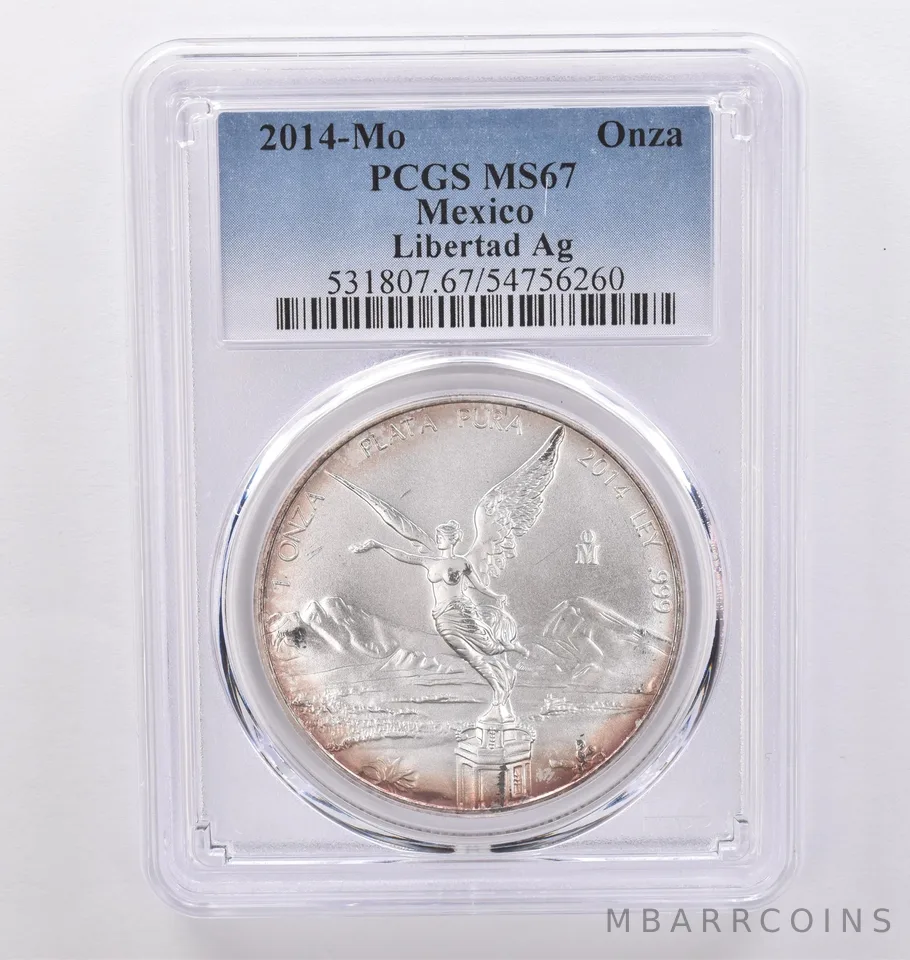 2014 Mo Mexico 1 Onza Silver Libertad MS67 PCGS Beautiful Tone *8944
