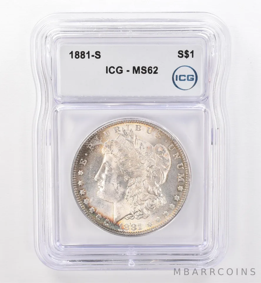 1881-S Morgan Silver Dollar MS62 ICG Peripheral Tone a9518