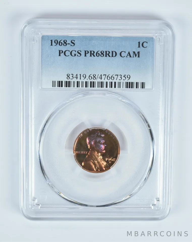 PR68 RD CAM 1968-S Lincoln Memorial Cent PCGS Beautifully Toned a7518