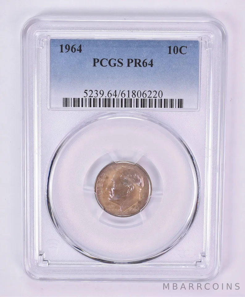 1964 Roosevelt Dime PR64 PCGS Beautiful Tone *1085