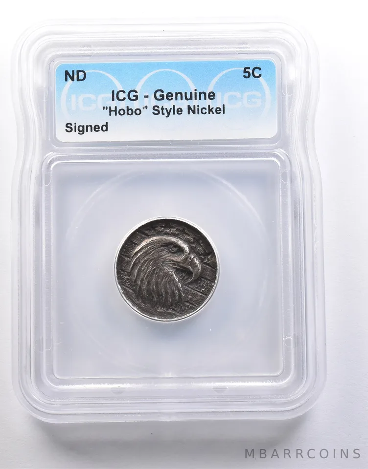 (ND) Indian Head Buffalo Nickel "Hobo" Style Signed Genuine ICG *6603
