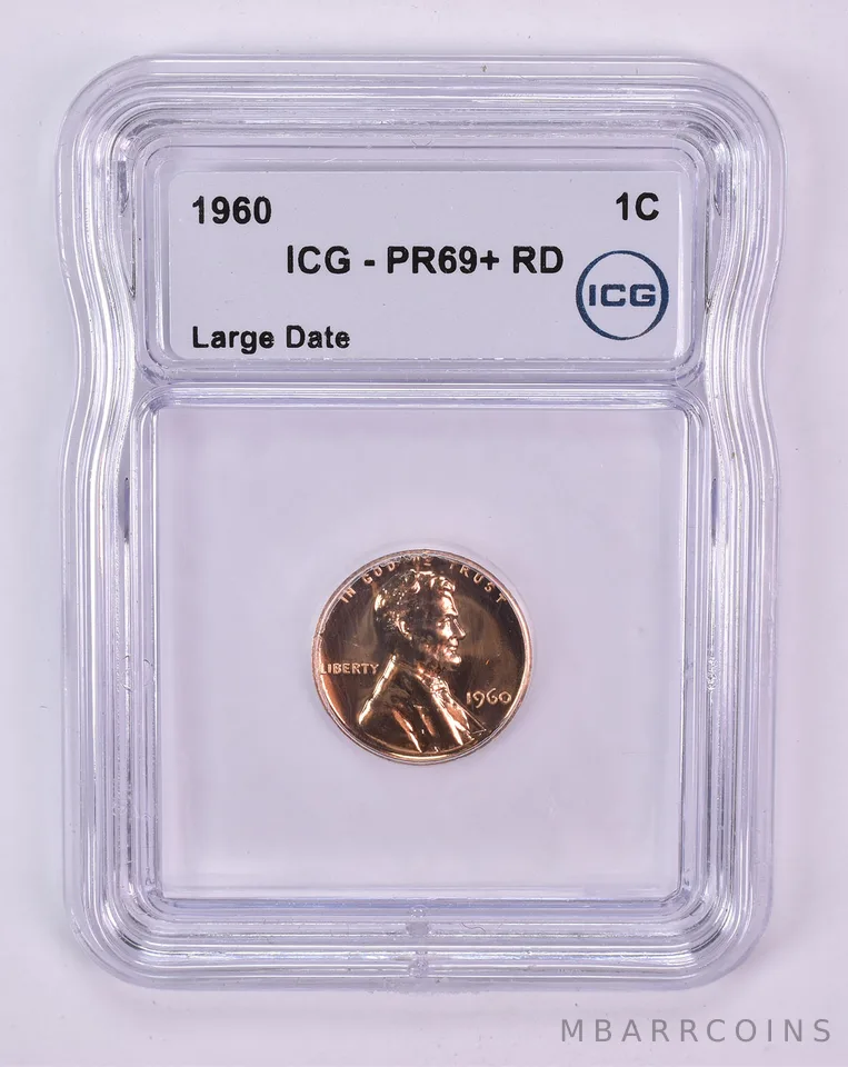 1960 Lincoln Memorial Cent Large Date PR69+ RD ICG