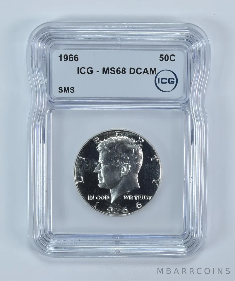 1966 Kennedy Half Dollar SMS MS68 DCAM ICG