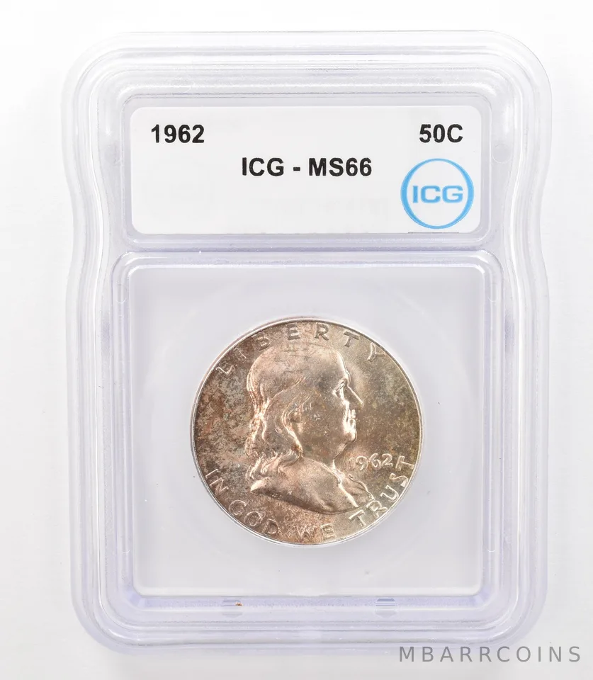 1962 Franklin Half Dollar MS66 ICG Beautiful Tone *3157