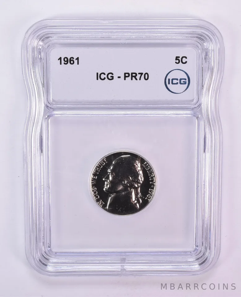 1961 Jefferson Nickel PR70 ICG