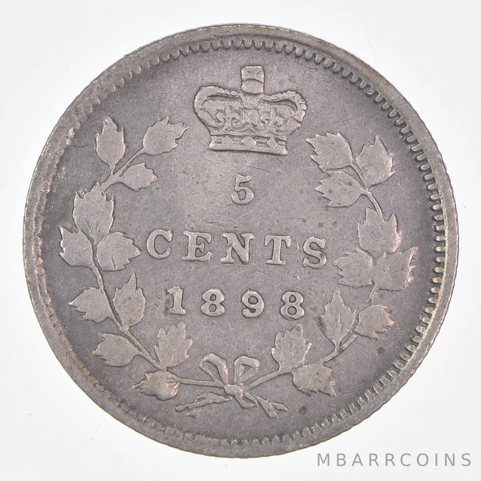 Better Date - 1898 Canada 5 Cents World Coin- Silver *132