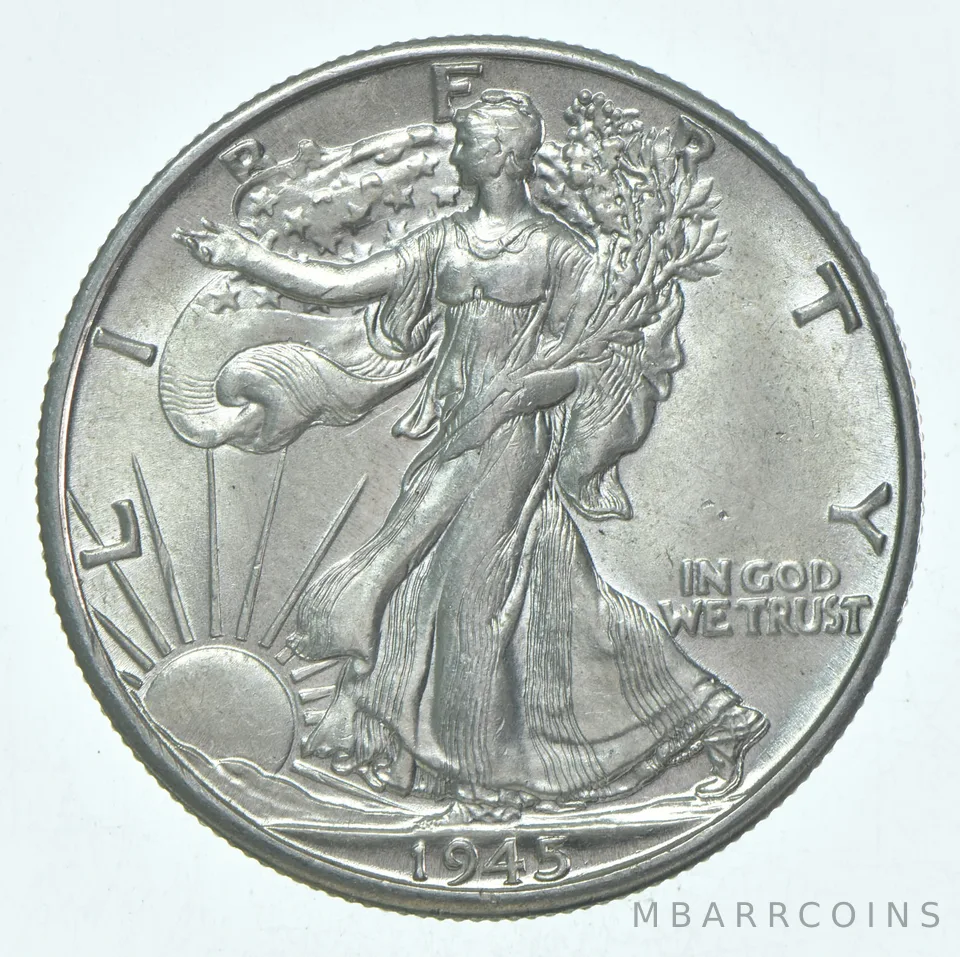 BU 1945-D Walking Liberty Half Dollar Uncirculated 90% Silver