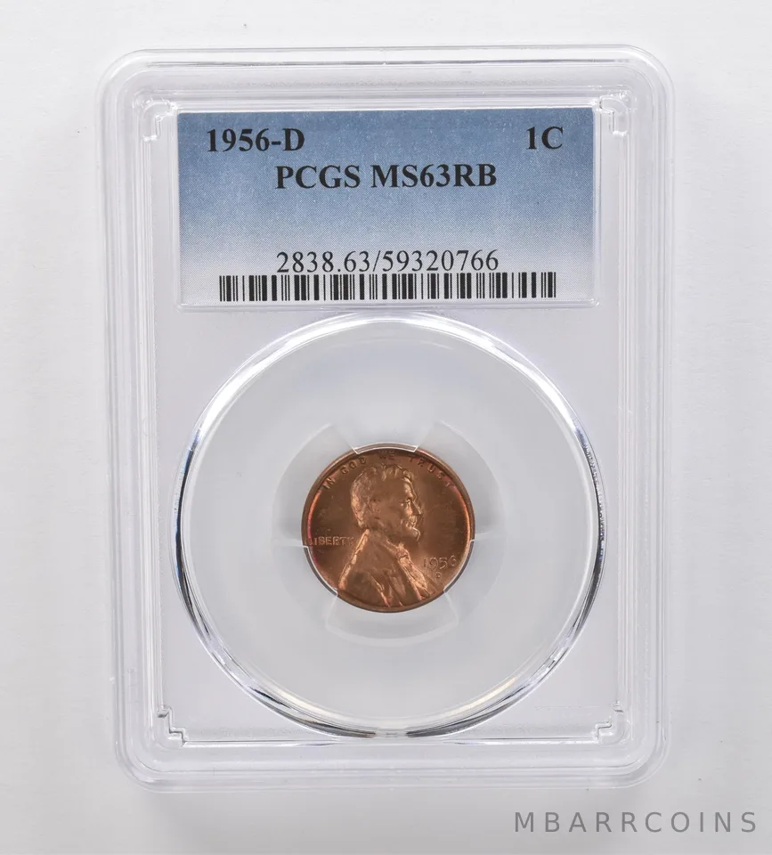 1956-D Lincoln Wheat Cent MS63 RB PCGS Beautiful Tone *2055