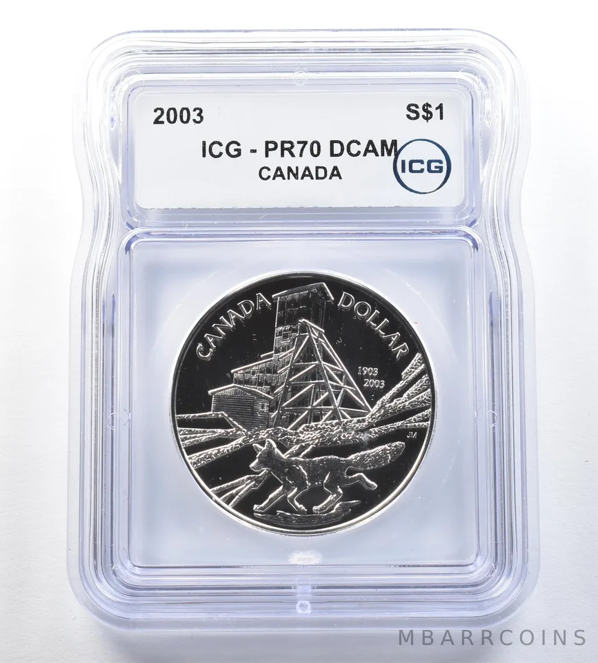 2003 Canada 1 Dollar Silver Cobalt Mining Centennial PR70 DCAM ICG *0782