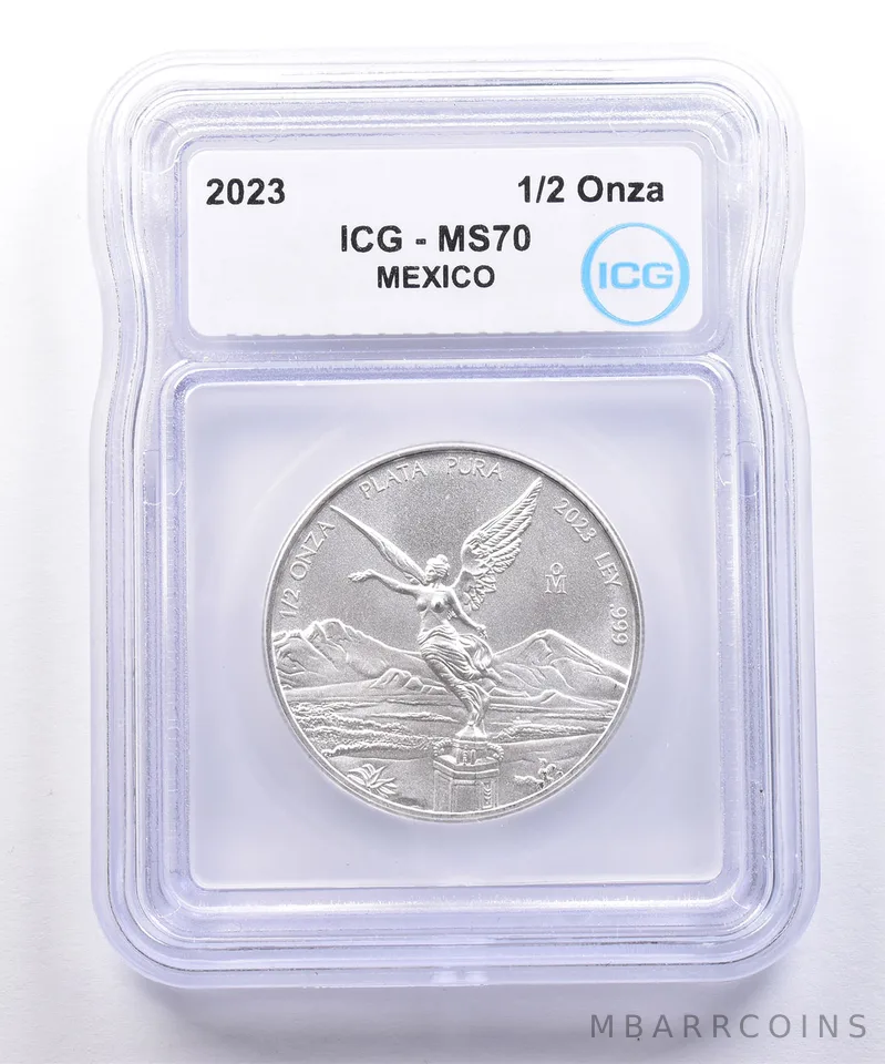 2023 Mo Mexico 1/2 Onza Silver Libertad MS70 ICG