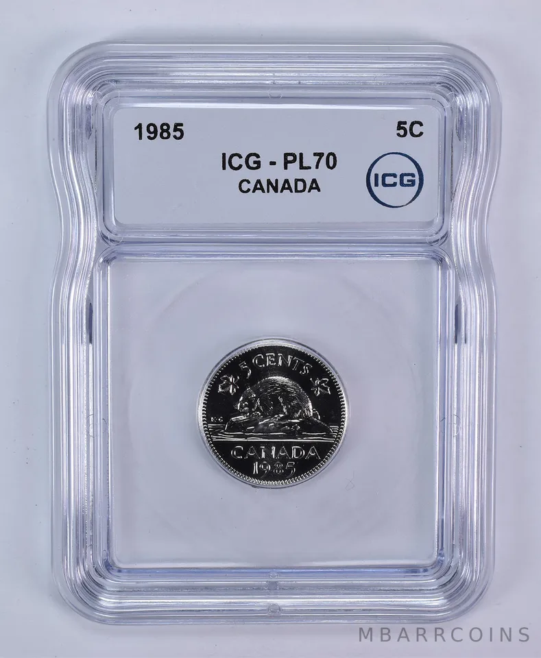 1985 Canada 5 Cents Beaver PL70 ICG