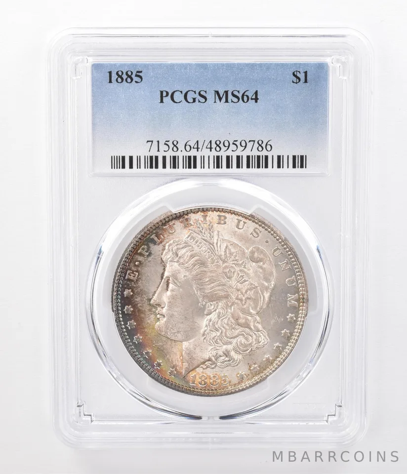 1885 Morgan Silver Dollar MS64 PCGS Peripheral Tone *7416