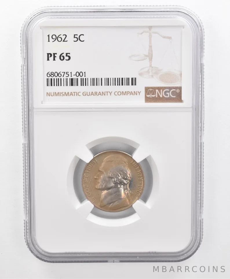 1962 Jefferson Nickel PF65 NGC Beautiful Tone *2681