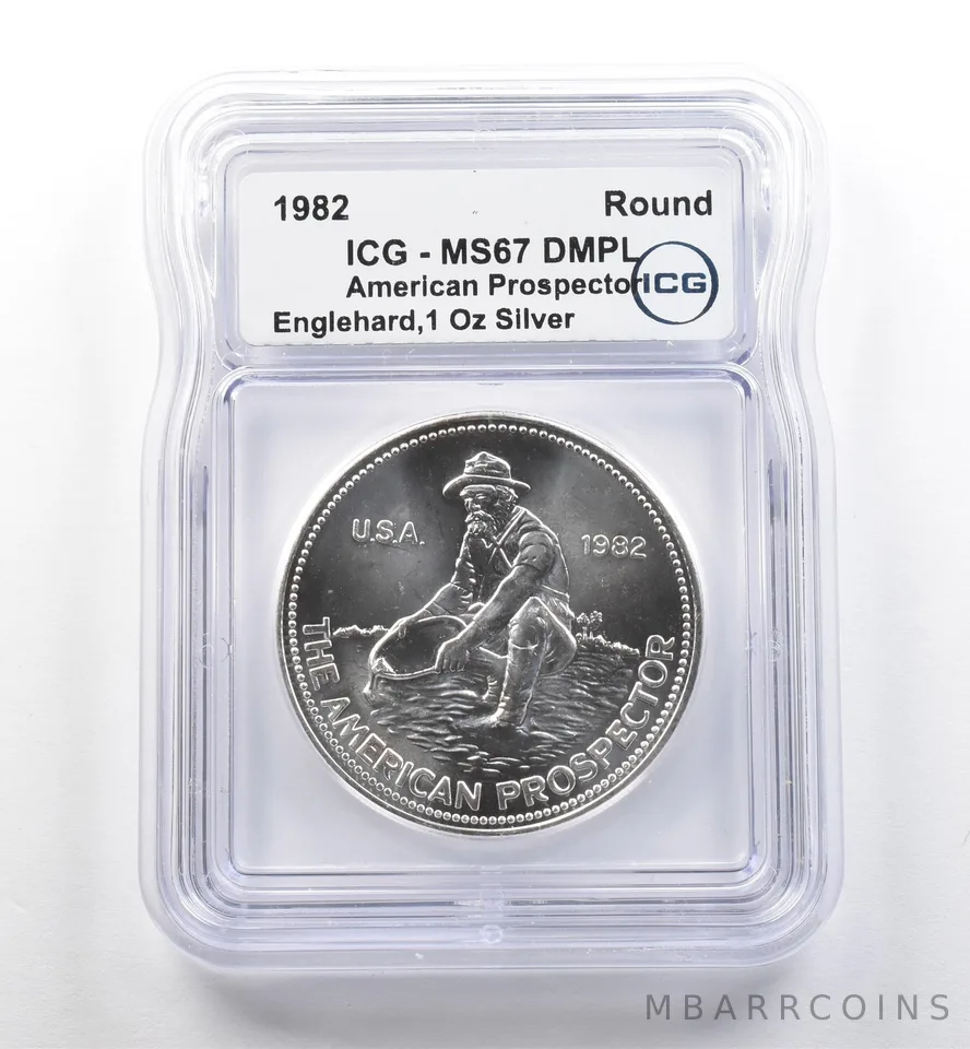 1982 Engelhard 1 Oz Silver American Prospector MS67 DMPL ICG *7475