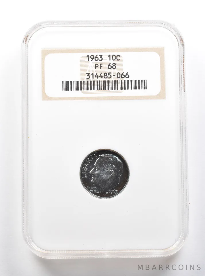 PF68 1963 Roosevelt Dime NGC Old Holder - Cameo? *8362