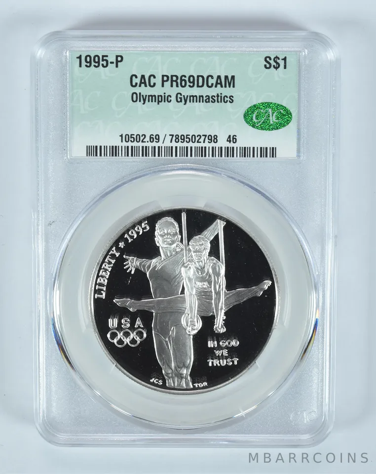 1995-P Olympic Gymnastics Commemorative Silver Dollar PR69 DCAM CAC CACg