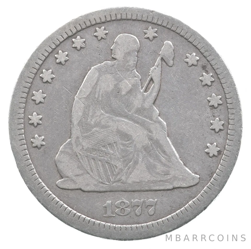 1877-CC Seated Liberty Quarter *6665