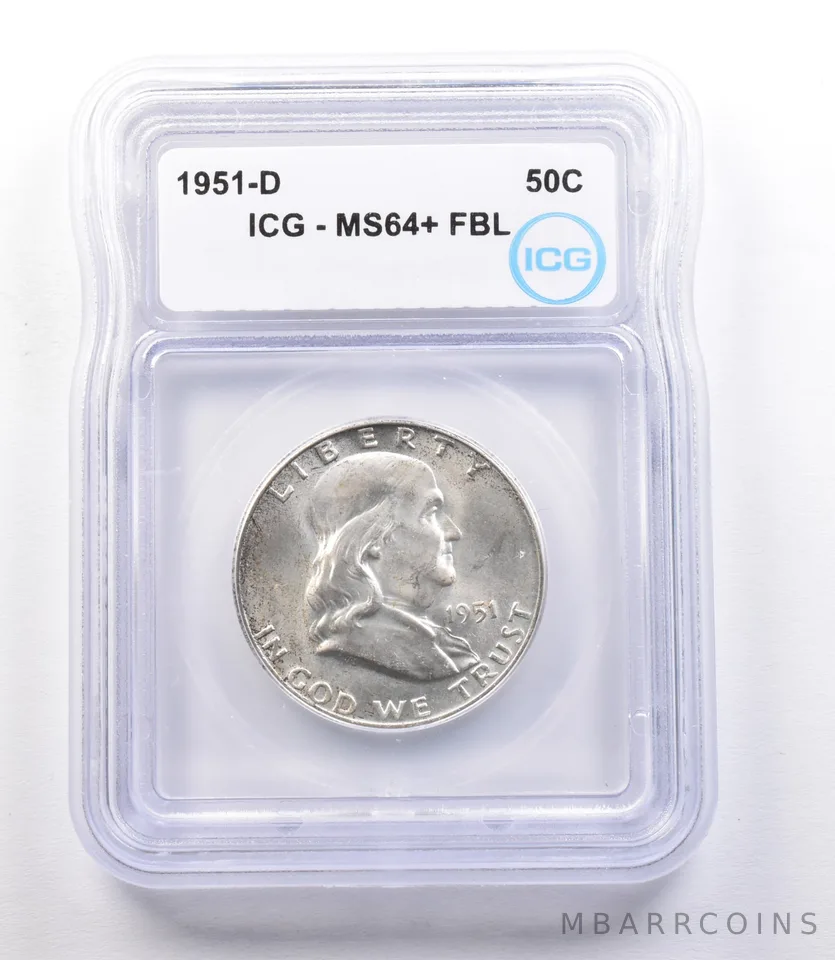 1951-D Franklin Half Dollar MS64+ FBL ICG a1914