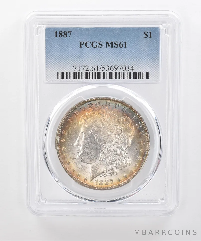 1887 Morgan Silver Dollar MS61 PCGS Beautiful Tone *1472