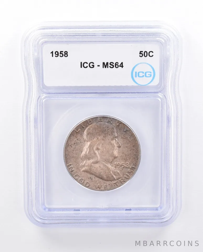 1958 Franklin Half Dollar MS64 ICG Toned *3549