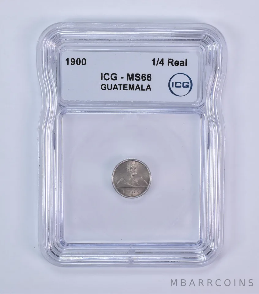 1900 Guatemala 1/4 Real MS68 ICG *7935