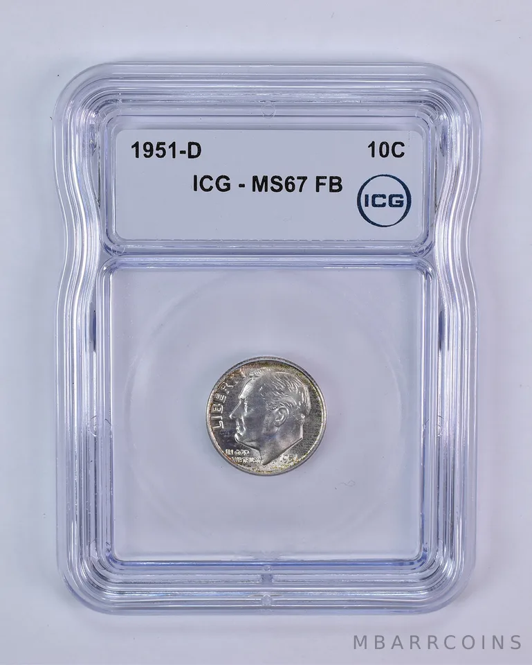 1951-D Roosevelt Dime MS67 FB ICG