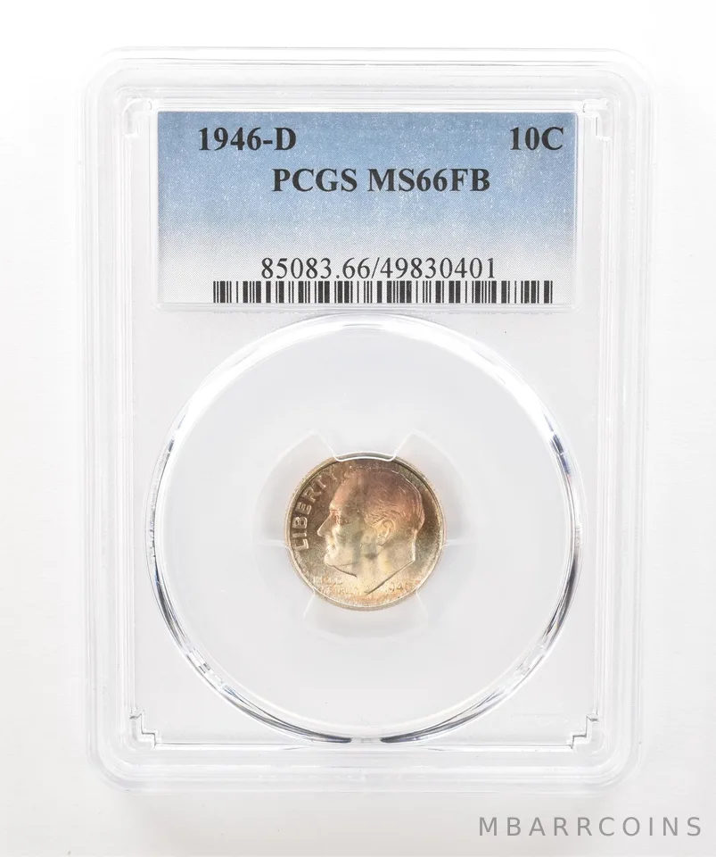 1946-D Roosevelt Dime MS66 FB PCGS Beautiful Tone *5229