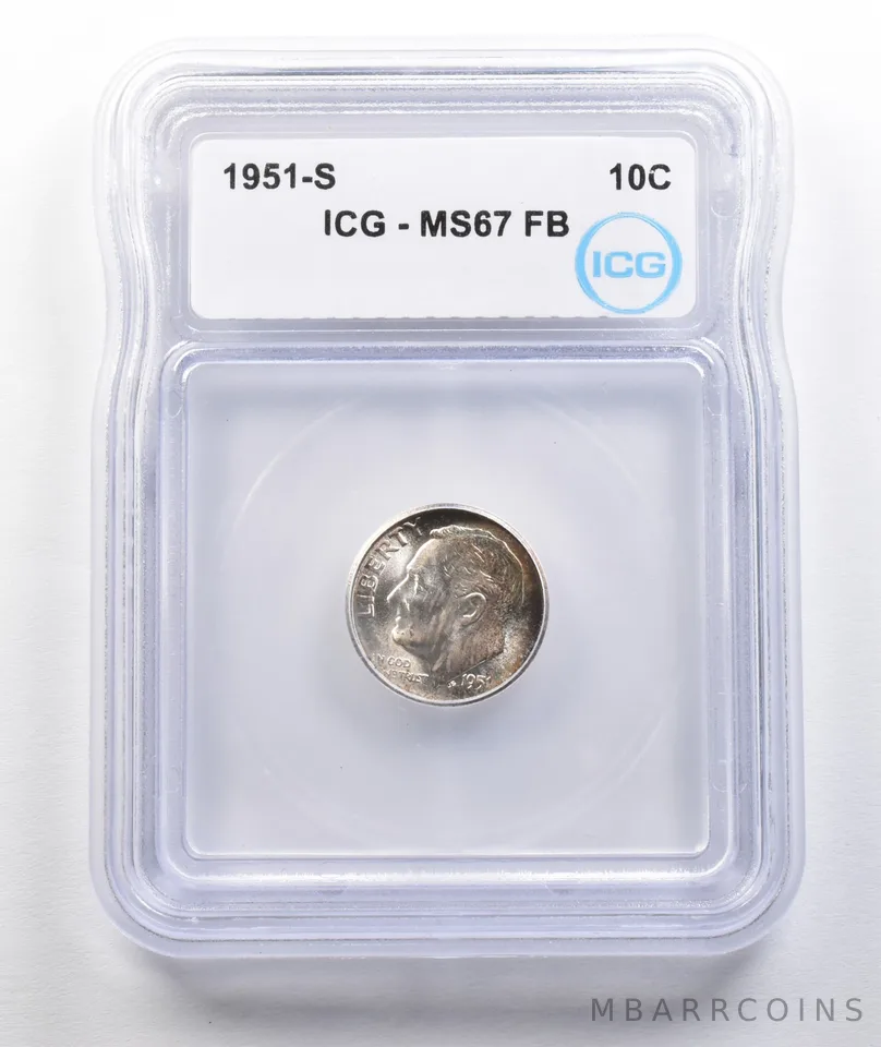 1951-S Roosevelt Dime MS67 FB ICG *1565