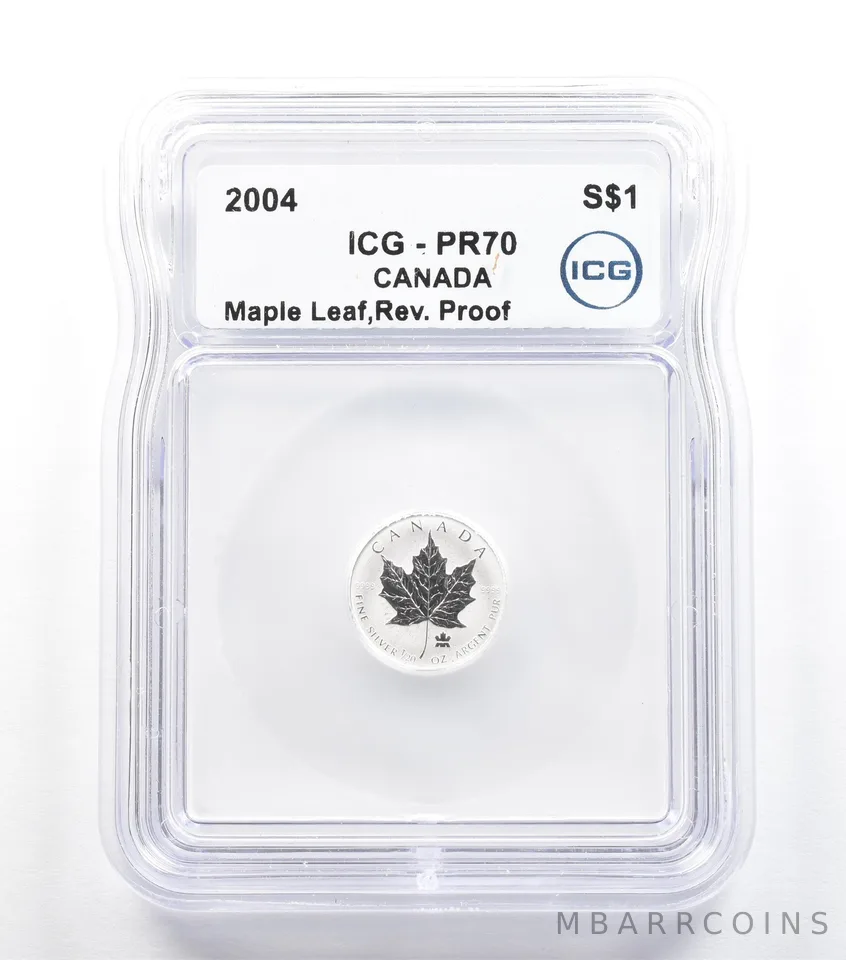 2004 Canada 1 Dollar Silver Maple Leaf 1/20 Oz Reverse Proof PR70 ICG *5560