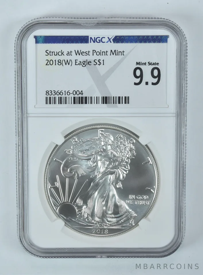 2018-(W) American Silver Eagle Struck At West Point Mint State 9.9 NGC X NGCX