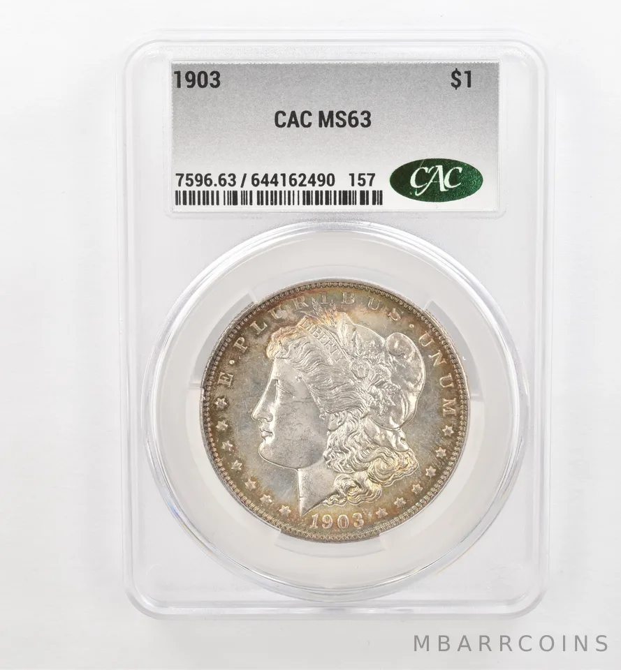1903 Morgan Silver Dollar MS63 CAC CACg Beautiful Tone *0474