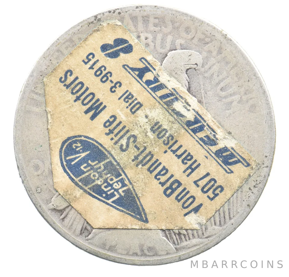 1924-S Peace Silver Dollar VonBrandt-Slife Motors Sticker *0859