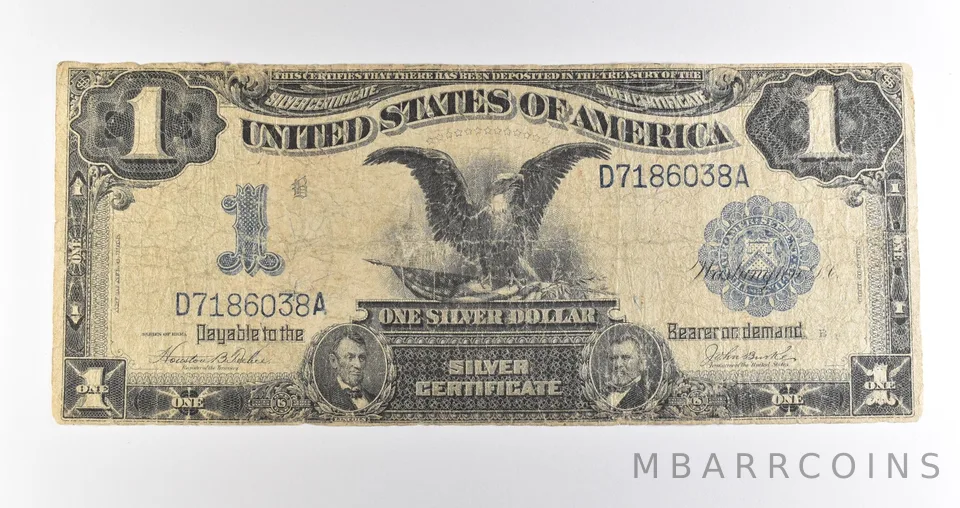 1899 $1 Silver Certificate Black Eagle Blue Seal Large Note *4502