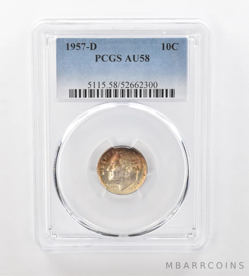 1957-D Roosevelt Dime AU58 PCGS Beautiful Tone a1022