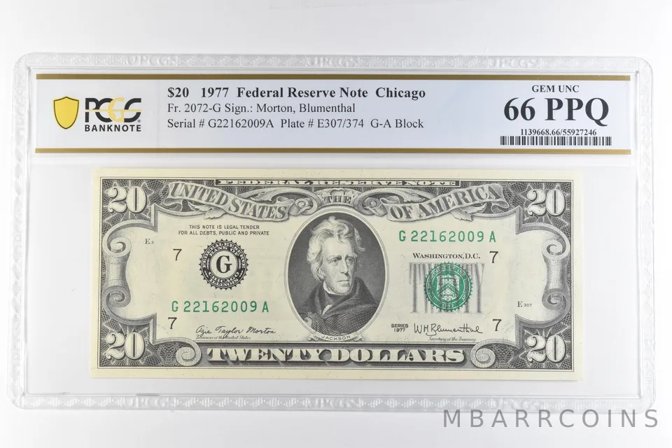 1977 $20 Chicago IL FRN Fr#2072-G Gem Unc 66 PPQ PCGS *6883