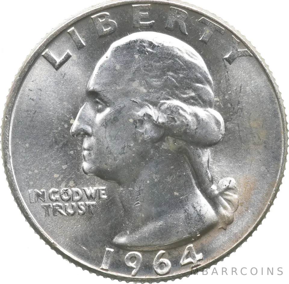 1964-D Washington Quarter End of Roll Toning *3939