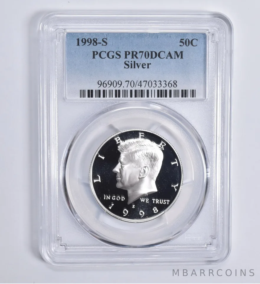 1998-S Kennedy Half Dollar Silver PR70 DCAM PCGS Blue Lbl