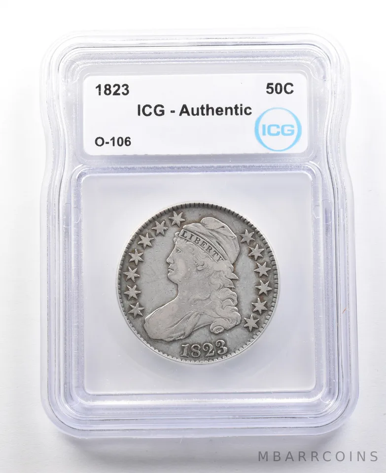 1823 Capped Bust Half Dollar O-106 Authentic ICG Patched 3 *2997