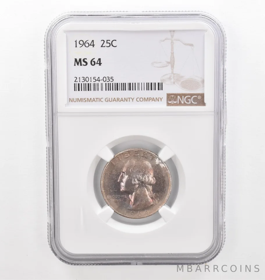 1964 Washington Quarter MS64 NGC Beautiful Tone *2257