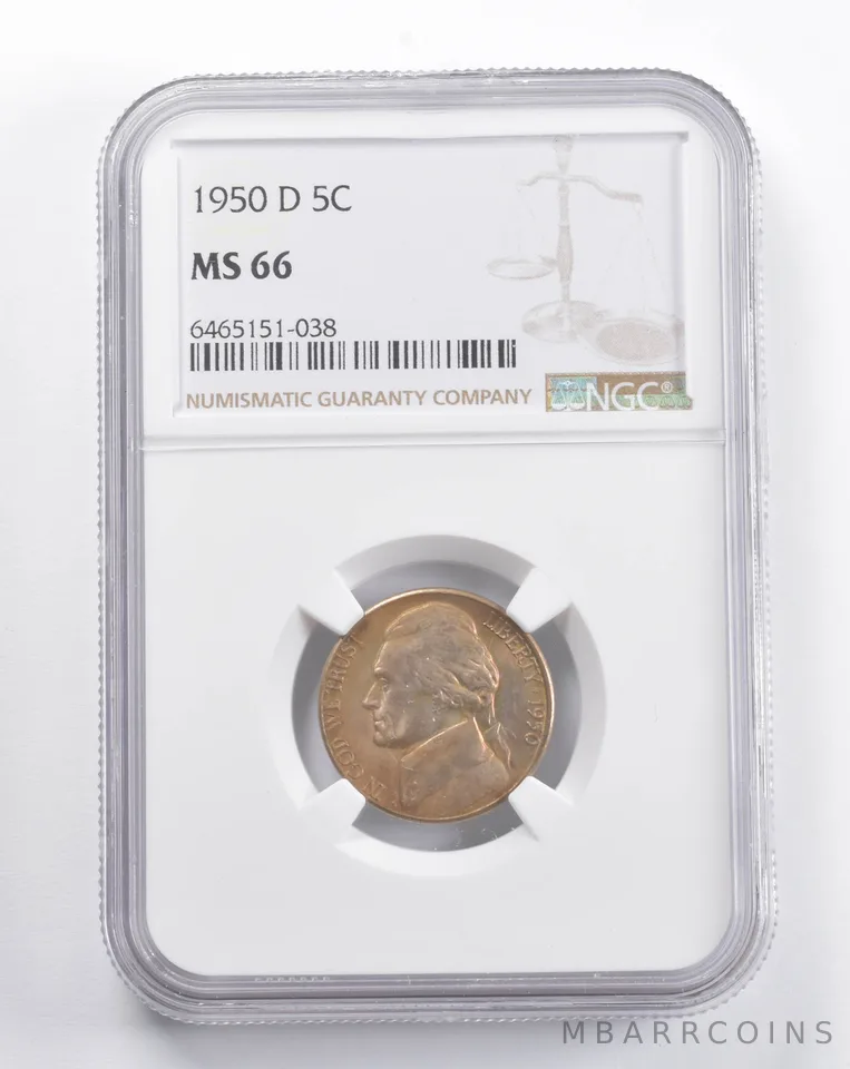 MS66 1950-D Jefferson Nickel NGC INSANE COLOR a5688