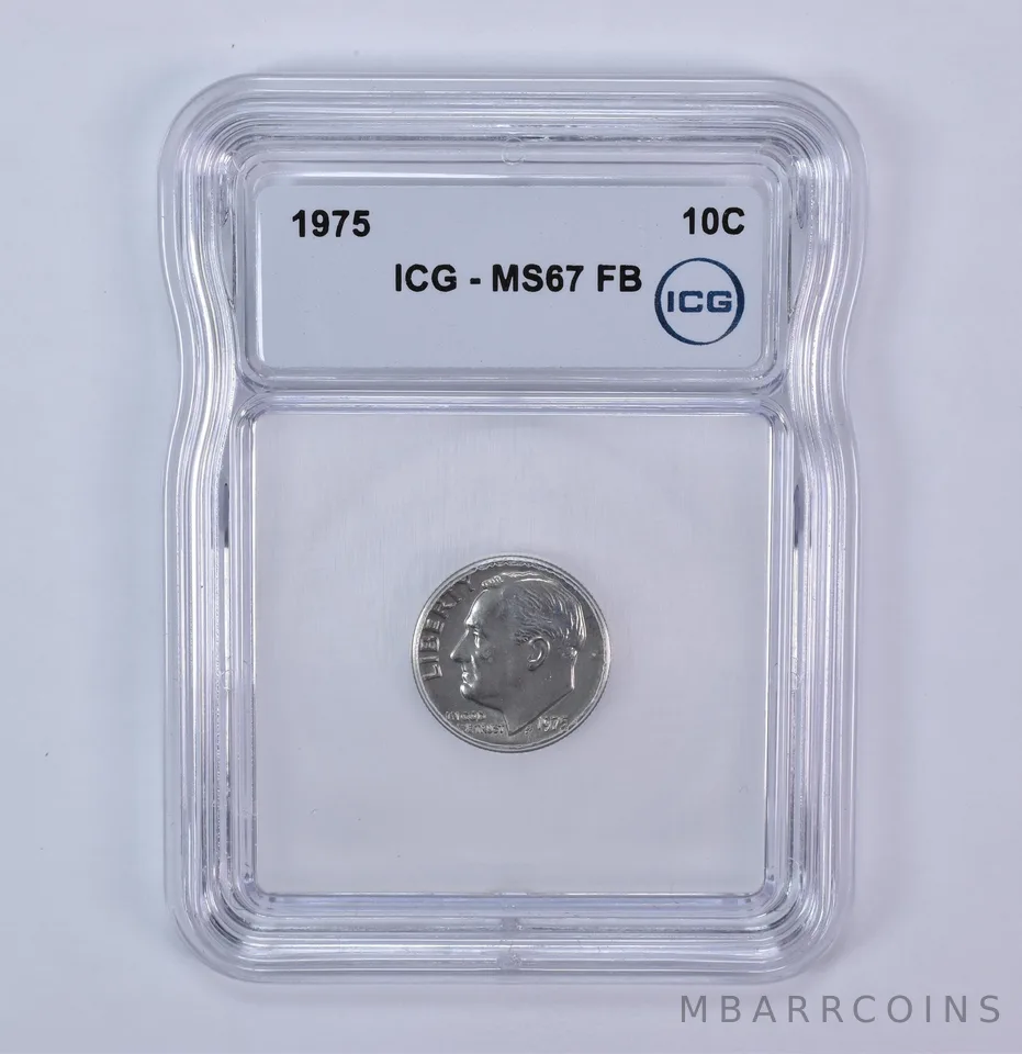 1975 Roosevelt Dime MS67 FB ICG