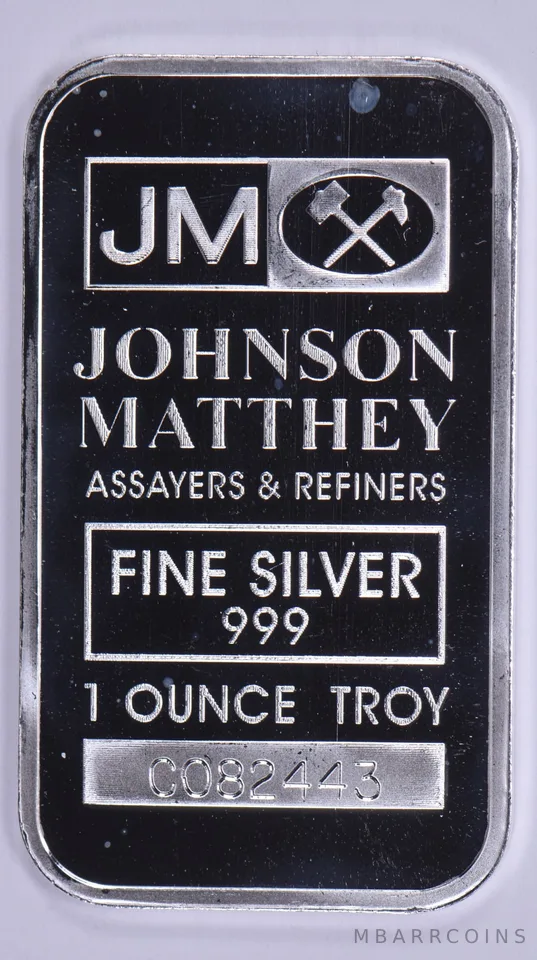 Johnson Matthey Assayers & Refiners 1oz .999 Fine Silver Bar